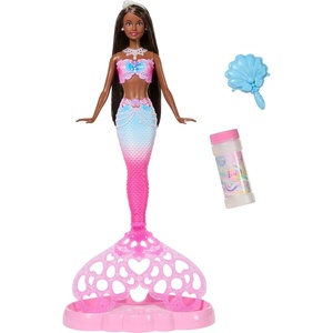 image:imageBarbie Bubble Sparkle Mermaid Doll with BubbleMaking Feature amp Solution Tray amp Hairbrush Plus Long ColorStreaked Brunette Hair