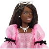 image:imageBarbie Deluxe Style Doll 16 in Pink Vinyl Barbiecore Skirt Black Satin Crop Top Long Brown Hair Black Clutch and Silver JewelryDress