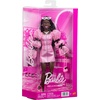 image:imageBarbie Deluxe Style Doll 16 in Pink Vinyl Barbiecore Skirt Black Satin Crop Top Long Brown Hair Black Clutch and Silver JewelryDress