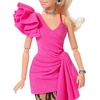 image:imageBarbie Deluxe Style Doll 16 in Pink Vinyl Barbiecore Skirt Black Satin Crop Top Long Brown Hair Black Clutch and Silver JewelryTights