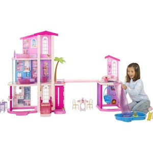 image:imageBarbie DreamHouse Dollhouse 2026 with 2 Pools 2 Slides Elevator with 9 Play Areas Including 2 Houses amp 65 Pieces Including Furniture amp Accessories