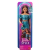 image:imageBarbie Fashionistas Style Doll 248 with Black Hair  Wearing Blue Floral Shorts with Blue Floral Tank Top Silver ShoesTeal Animal Print
