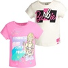 image:imageBarbie Girls 2Pack Short Sleeve TShirts Toddler to Big KidWhite  Pink