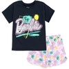 image:imageBarbie Girls TShirt and French Terry Shorts Outfit Set Toddler to Big KidPink  Black  Graffiti