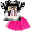 image:imageBarbie Little Girls TShirt and Mesh Tutu BlackPink 6Black  Pink