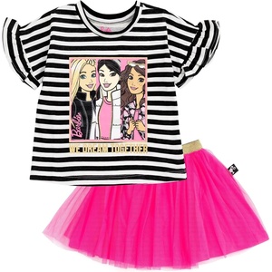 image:imageBarbie Little Girls TShirt and Mesh Tutu BlackPink 6Black  Pink