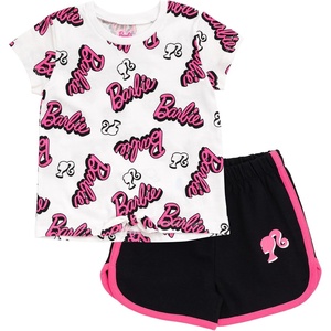 image:imageBarbie TShirt and Dolphin Active Shorts Outfit Set Modern Girls coordinated outfitPink  Black