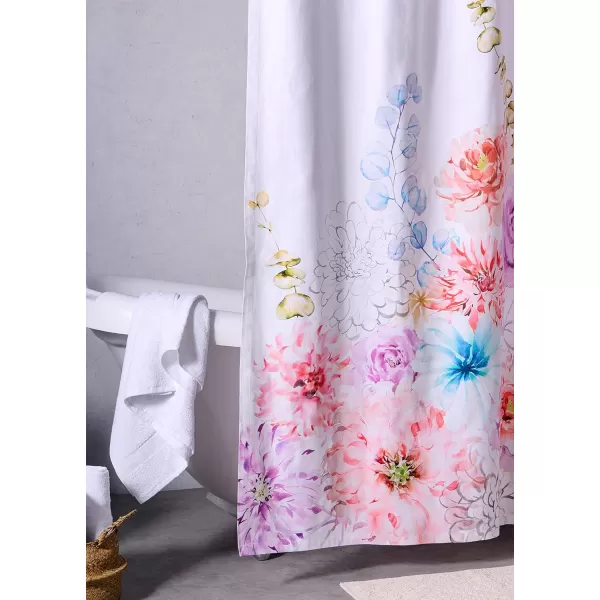 Maison d Hermine Shower Curtain 100 Cotton One Panel Darkening Bath Shower Curtains 70 Inch x72 Inch Easy Hanging with 12 Button Holes for Bathrooms Sweet Marbles18  Floral