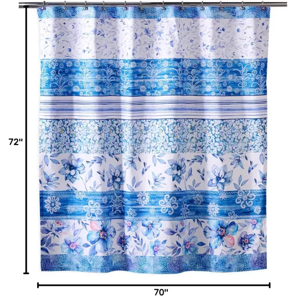 Maison d Hermine Shower Curtain 100 Cotton One Panel Darkening Bath Shower Curtains 70 Inch x72 Inch Easy Hanging with 12 Button Holes for Bathrooms Sweet Marbles26  Summer Blues
