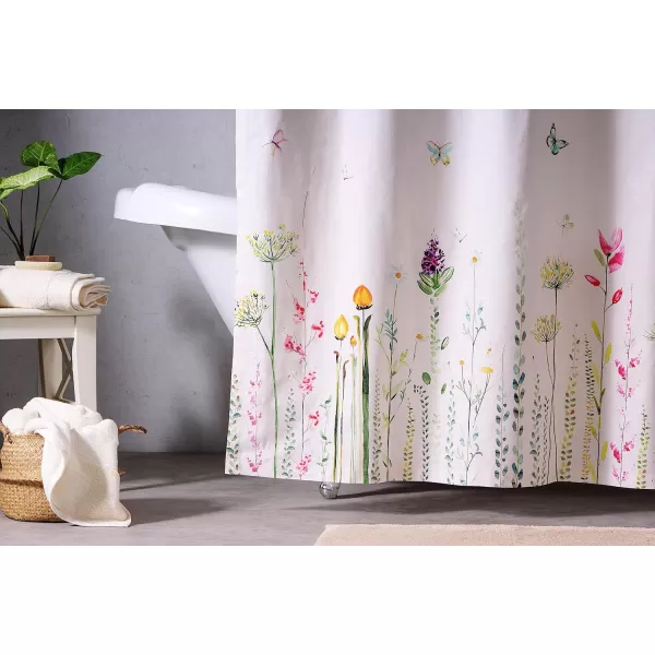 Maison d Hermine Shower Curtain 100 Cotton One Panel Darkening Bath Shower Curtains 70 Inch x72 Inch Easy Hanging with 12 Button Holes for Bathrooms Sweet Marbles12  Botanical Fresh