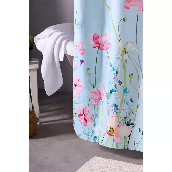Maison d Hermine Shower Curtain 100 Cotton One Panel Darkening Bath Shower Curtains 70 Inch x72 Inch Easy Hanging with 12 Button Holes for Bathrooms Sweet Marbles10  Delphinium