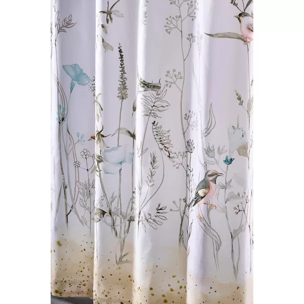 Maison d Hermine Shower Curtain 100 Cotton One Panel Darkening Bath Shower Curtains 70 Inch x72 Inch Easy Hanging with 12 Button Holes for Bathrooms Sweet Marbles9  Meadow Florals