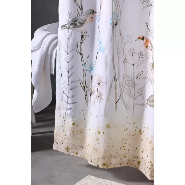 Maison d Hermine Shower Curtain 100 Cotton One Panel Darkening Bath Shower Curtains 70 Inch x72 Inch Easy Hanging with 12 Button Holes for Bathrooms Sweet Marbles9  Meadow Florals