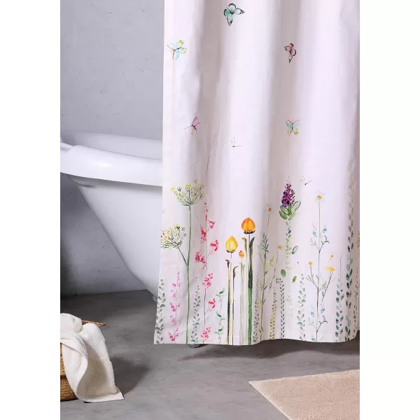 Maison d Hermine Shower Curtain 100 Cotton One Panel Darkening Bath Shower Curtains 70 Inch x72 Inch Easy Hanging with 12 Button Holes for Bathrooms Sweet Marbles12  Botanical Fresh