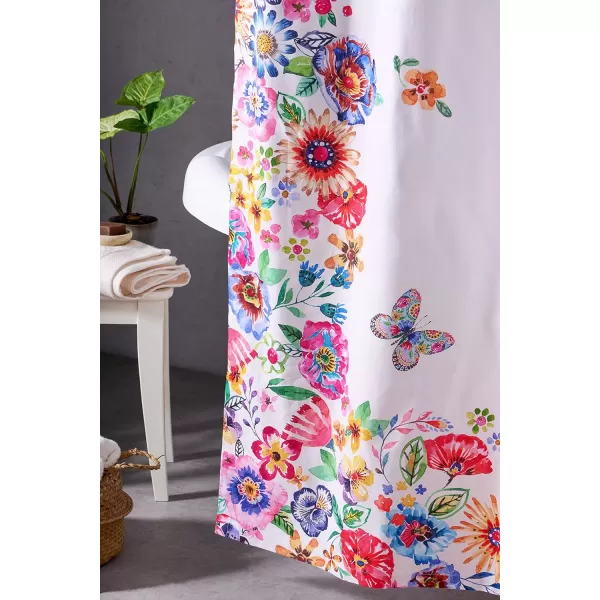 Maison d Hermine Shower Curtain 100 Cotton One Panel Darkening Bath Shower Curtains 70 Inch x72 Inch Easy Hanging with 12 Button Holes for Bathrooms Sweet Marbles23  Happy Florals