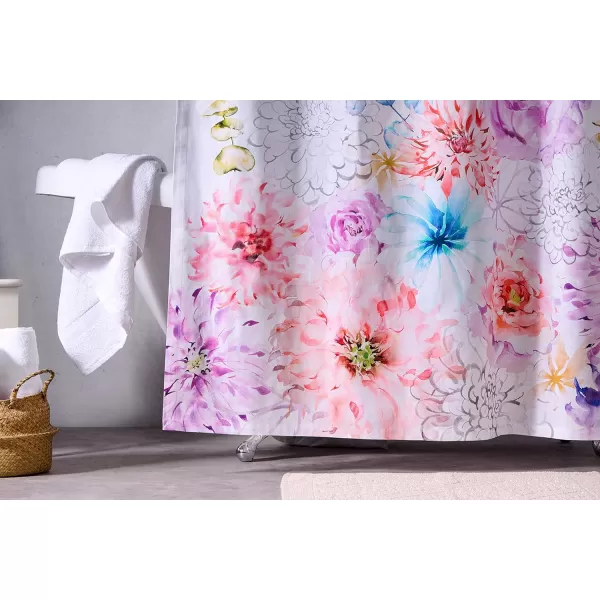 Maison d Hermine Shower Curtain 100 Cotton One Panel Darkening Bath Shower Curtains 70 Inch x72 Inch Easy Hanging with 12 Button Holes for Bathrooms Sweet Marbles18  Floral