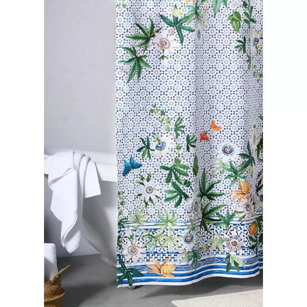Maison d Hermine Shower Curtain 100 Cotton One Panel Darkening Bath Shower Curtains 70 Inch x72 Inch Easy Hanging with 12 Button Holes for Bathrooms Sweet Marbles6  Passiflora