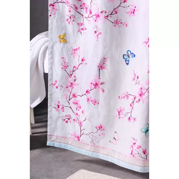 Maison d Hermine Shower Curtain 100 Cotton One Panel Darkening Bath Shower Curtains 70 Inch x72 Inch Easy Hanging with 12 Button Holes for Bathrooms Sweet Marbles11  Blossoms in Spring