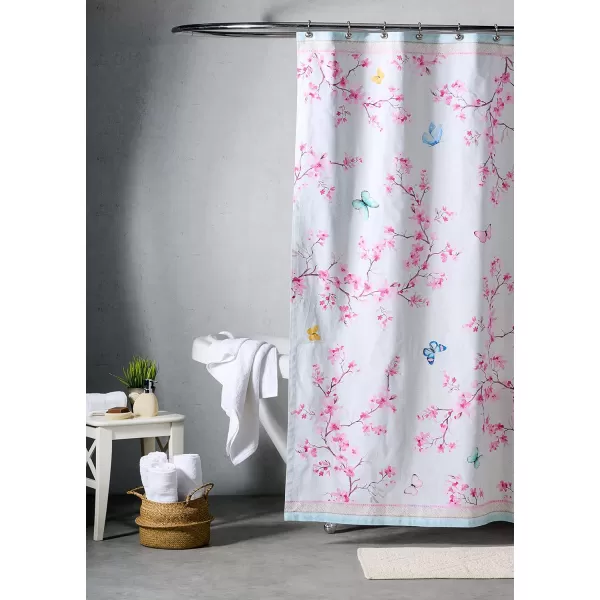 Maison d Hermine Shower Curtain 100 Cotton One Panel Darkening Bath Shower Curtains 70 Inch x72 Inch Easy Hanging with 12 Button Holes for Bathrooms Sweet Marbles11  Blossoms in Spring