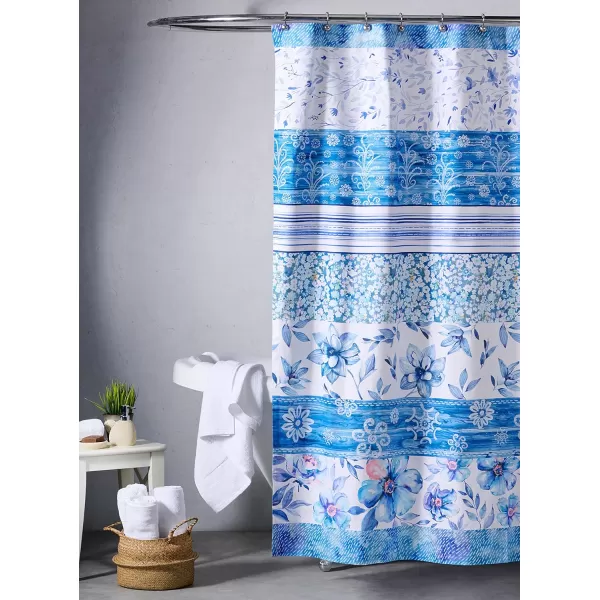 Maison d Hermine Shower Curtain 100 Cotton One Panel Darkening Bath Shower Curtains 70 Inch x72 Inch Easy Hanging with 12 Button Holes for Bathrooms Sweet Marbles26  Summer Blues