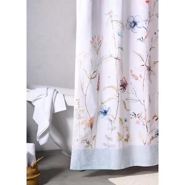 Maison d Hermine Shower Curtain 100 Cotton One Panel Darkening Bath Shower Curtains 70 Inch x72 Inch Easy Hanging with 12 Button Holes for Bathrooms Sweet Marbles8  Ice Florals