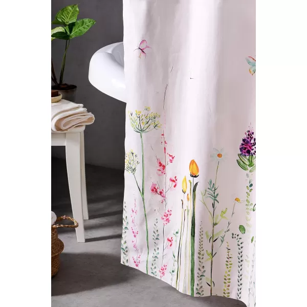 Maison d Hermine Shower Curtain 100 Cotton One Panel Darkening Bath Shower Curtains 70 Inch x72 Inch Easy Hanging with 12 Button Holes for Bathrooms Sweet Marbles12  Botanical Fresh