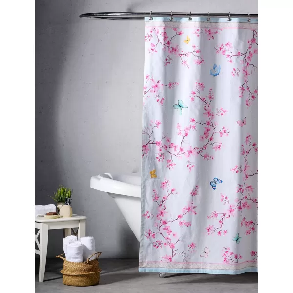Maison d Hermine Shower Curtain 100 Cotton One Panel Darkening Bath Shower Curtains 70 Inch x72 Inch Easy Hanging with 12 Button Holes for Bathrooms Sweet Marbles11  Blossoms in Spring