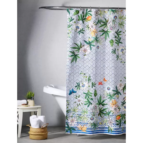 Maison d Hermine Shower Curtain 100 Cotton One Panel Darkening Bath Shower Curtains 70 Inch x72 Inch Easy Hanging with 12 Button Holes for Bathrooms Sweet Marbles6  Passiflora