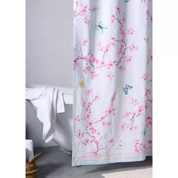Maison d Hermine Shower Curtain 100 Cotton One Panel Darkening Bath Shower Curtains 70 Inch x72 Inch Easy Hanging with 12 Button Holes for Bathrooms Sweet Marbles11  Blossoms in Spring