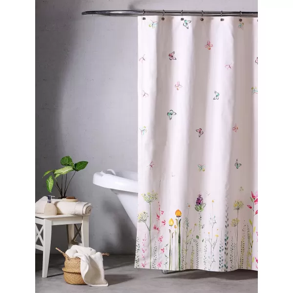 Maison d Hermine Shower Curtain 100 Cotton One Panel Darkening Bath Shower Curtains 70 Inch x72 Inch Easy Hanging with 12 Button Holes for Bathrooms Sweet Marbles12  Botanical Fresh