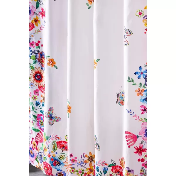 Maison d Hermine Shower Curtain 100 Cotton One Panel Darkening Bath Shower Curtains 70 Inch x72 Inch Easy Hanging with 12 Button Holes for Bathrooms Sweet Marbles23  Happy Florals