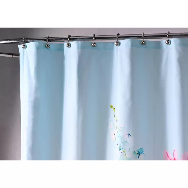 Maison d Hermine Shower Curtain 100 Cotton One Panel Darkening Bath Shower Curtains 70 Inch x72 Inch Easy Hanging with 12 Button Holes for Bathrooms Sweet Marbles10  Delphinium