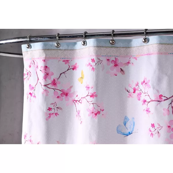 Maison d Hermine Shower Curtain 100 Cotton One Panel Darkening Bath Shower Curtains 70 Inch x72 Inch Easy Hanging with 12 Button Holes for Bathrooms Sweet Marbles11  Blossoms in Spring
