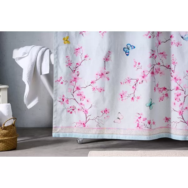 Maison d Hermine Shower Curtain 100 Cotton One Panel Darkening Bath Shower Curtains 70 Inch x72 Inch Easy Hanging with 12 Button Holes for Bathrooms Sweet Marbles11  Blossoms in Spring