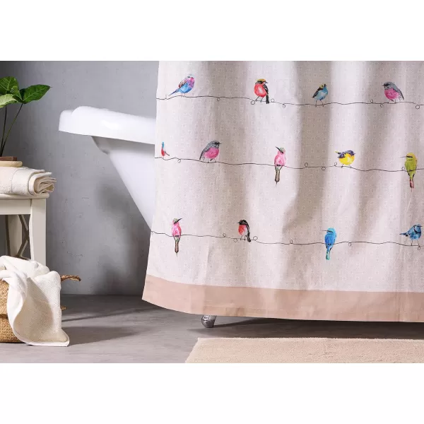 Maison d Hermine Shower Curtain 100 Cotton One Panel Darkening Bath Shower Curtains 70 Inch x72 Inch Easy Hanging with 12 Button Holes for Bathrooms Sweet Marbles1  Birdies on Wire