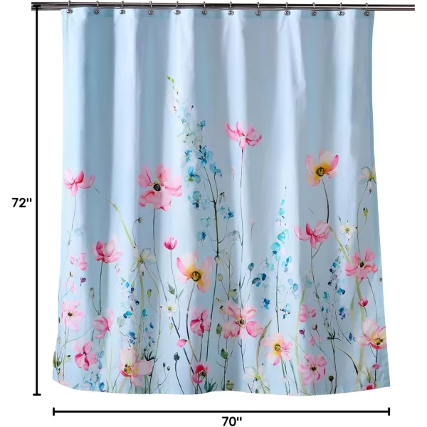 Maison d Hermine Shower Curtain 100 Cotton One Panel Darkening Bath Shower Curtains 70 Inch x72 Inch Easy Hanging with 12 Button Holes for Bathrooms Sweet Marbles10  Delphinium