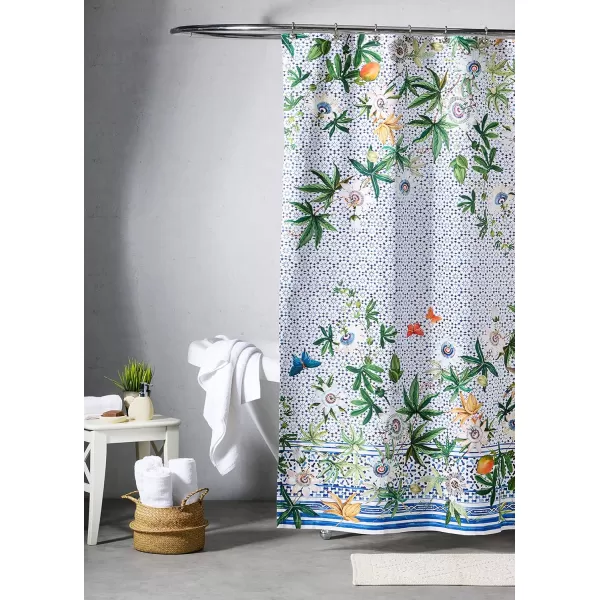 Maison d Hermine Shower Curtain 100 Cotton One Panel Darkening Bath Shower Curtains 70 Inch x72 Inch Easy Hanging with 12 Button Holes for Bathrooms Sweet Marbles6  Passiflora