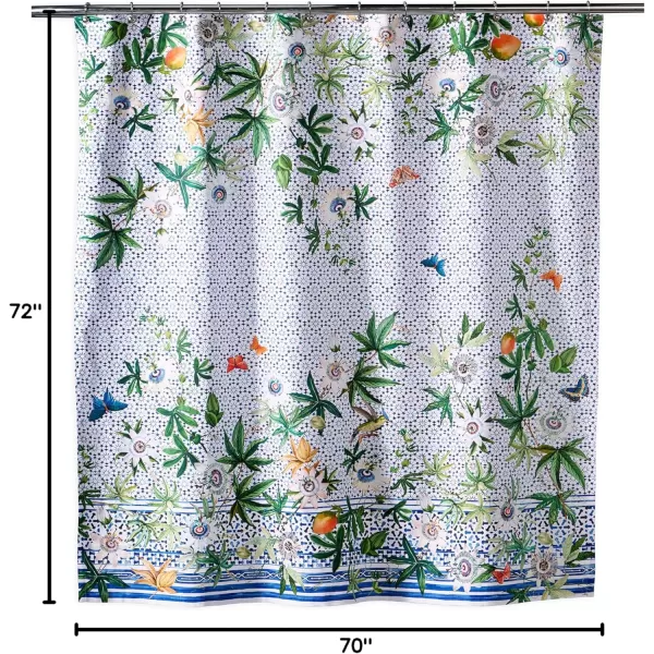 Maison d Hermine Shower Curtain 100 Cotton One Panel Darkening Bath Shower Curtains 70 Inch x72 Inch Easy Hanging with 12 Button Holes for Bathrooms Sweet Marbles6  Passiflora