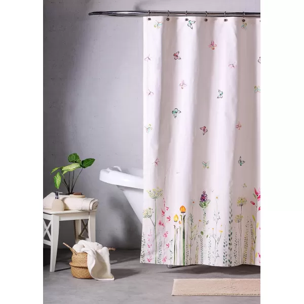 Maison d Hermine Shower Curtain 100 Cotton One Panel Darkening Bath Shower Curtains 70 Inch x72 Inch Easy Hanging with 12 Button Holes for Bathrooms Sweet Marbles12  Botanical Fresh
