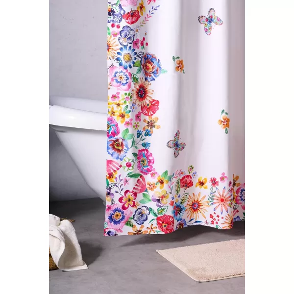 Maison d Hermine Shower Curtain 100 Cotton One Panel Darkening Bath Shower Curtains 70 Inch x72 Inch Easy Hanging with 12 Button Holes for Bathrooms Sweet Marbles23  Happy Florals