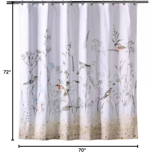 Maison d Hermine Shower Curtain 100 Cotton One Panel Darkening Bath Shower Curtains 70 Inch x72 Inch Easy Hanging with 12 Button Holes for Bathrooms Sweet Marbles9  Meadow Florals