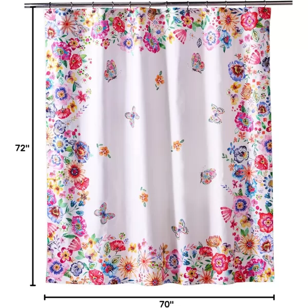Maison d Hermine Shower Curtain 100 Cotton One Panel Darkening Bath Shower Curtains 70 Inch x72 Inch Easy Hanging with 12 Button Holes for Bathrooms Sweet Marbles23  Happy Florals