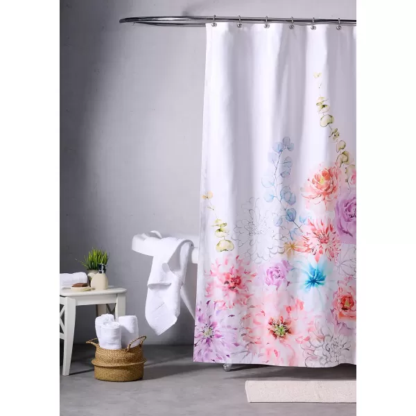 Maison d Hermine Shower Curtain 100 Cotton One Panel Darkening Bath Shower Curtains 70 Inch x72 Inch Easy Hanging with 12 Button Holes for Bathrooms Sweet Marbles18  Floral