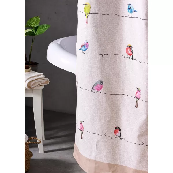 Maison d Hermine Shower Curtain 100 Cotton One Panel Darkening Bath Shower Curtains 70 Inch x72 Inch Easy Hanging with 12 Button Holes for Bathrooms Sweet Marbles1  Birdies on Wire