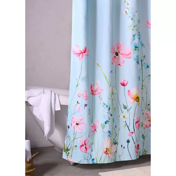 Maison d Hermine Shower Curtain 100 Cotton One Panel Darkening Bath Shower Curtains 70 Inch x72 Inch Easy Hanging with 12 Button Holes for Bathrooms Sweet Marbles10  Delphinium