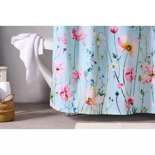 Maison d Hermine Shower Curtain 100 Cotton One Panel Darkening Bath Shower Curtains 70 Inch x72 Inch Easy Hanging with 12 Button Holes for Bathrooms Sweet Marbles10  Delphinium