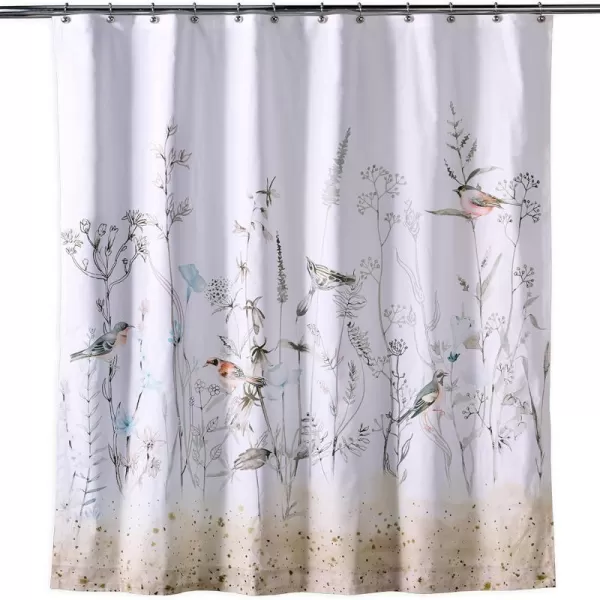 Maison d Hermine Shower Curtain 100 Cotton One Panel Darkening Bath Shower Curtains 70 Inch x72 Inch Easy Hanging with 12 Button Holes for Bathrooms Sweet Marbles9  Meadow Florals
