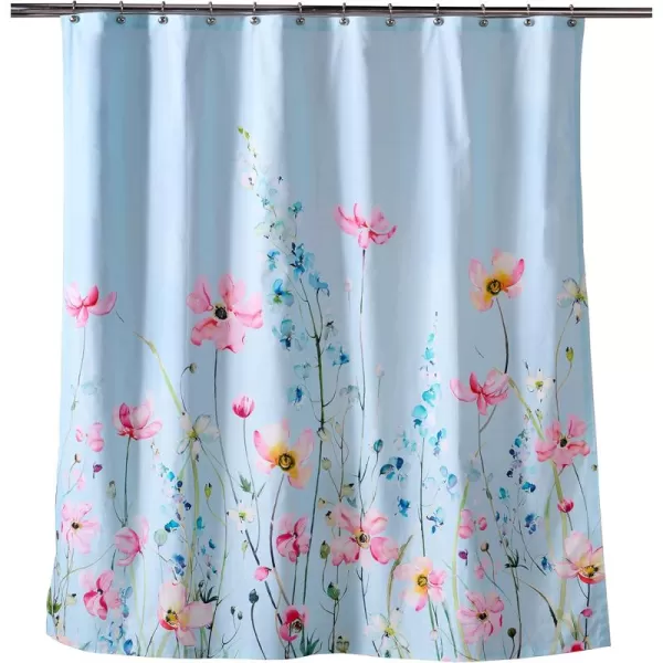 Maison d Hermine Shower Curtain 100 Cotton One Panel Darkening Bath Shower Curtains 70 Inch x72 Inch Easy Hanging with 12 Button Holes for Bathrooms Sweet Marbles10  Delphinium