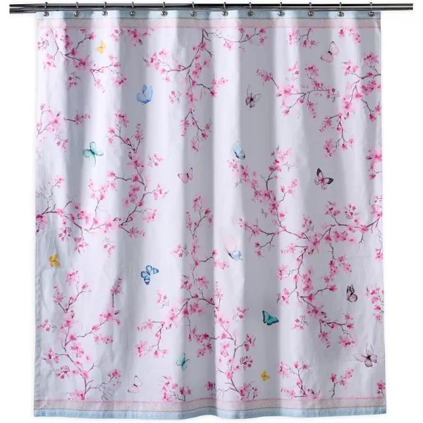 Maison d Hermine Shower Curtain 100 Cotton One Panel Darkening Bath Shower Curtains 70 Inch x72 Inch Easy Hanging with 12 Button Holes for Bathrooms Sweet Marbles11  Blossoms in Spring