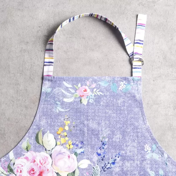 Maison d Hermine 100 Cotton Kitchen Apron with an Adjustable Neck with Long Ties for Women Men Chef13  Sweet Rose Lavender  Lush